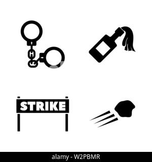 Strike. Simple Related Vector Icons Set for Video, Mobile Apps, Web Sites, Print Projects and Your Design. Black Flat Illustration on White Background Stock Vector