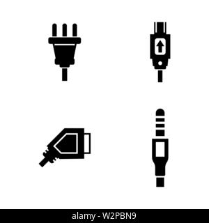 Plug. Simple Related Vector Icons Set for Video, Mobile Apps, Web Sites, Print Projects and Your Design. Black Flat Illustration on White Background. Stock Vector