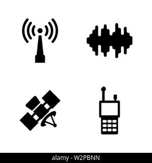 Satellite Connection. Simple Related Vector Icons Set for Video, Mobile Apps, Web Sites, Print Projects and Your Design. Black Flat Illustration on Wh Stock Vector
