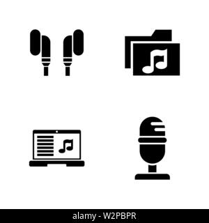 Sound Recording. Simple Related Vector Icons Set for Video, Mobile Apps, Web Sites, Print Projects and Your Design. Black Flat Illustration on White B Stock Vector