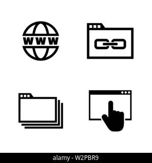 Web Browsing. Simple Related Vector Icons Set for Video, Mobile Apps, Web Sites, Print Projects and Your Design. Black Flat Illustration on White Back Stock Vector