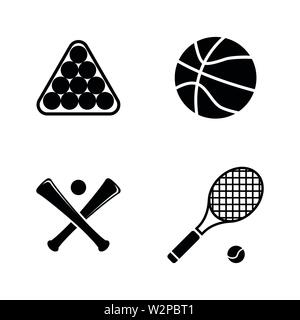 Sports Ball. Simple Related Vector Icons Set for Video, Mobile Apps, Web Sites, Print Projects and Your Design. Black Flat Illustration on White Backg Stock Vector