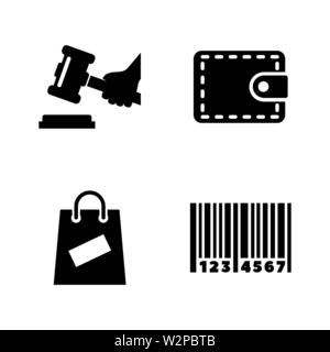 Auction. Simple Related Vector Icons Set for Video, Mobile Apps, Web Sites, Print Projects and Your Design. Black Flat Illustration on White Backgroun Stock Vector