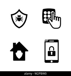 Personal Security. Simple Related Vector Icons Set for Video, Mobile Apps, Web Sites, Print Projects and Your Design. Black Flat Illustration on White Stock Vector