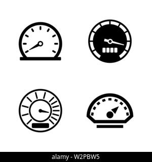 Speedometer. Simple Related Vector Icons Set for Video, Mobile Apps, Web Sites, Print Projects and Your Design. Black Flat Illustration on White Backg Stock Vector