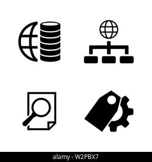 Database. Simple Related Vector Icons Set for Video, Mobile Apps, Web Sites, Print Projects and Your Design. Black Flat Illustration on White Backgrou Stock Vector