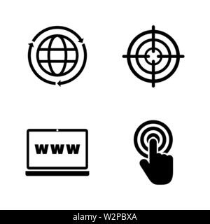 Web Search. Simple Related Vector Icons Set for Video, Mobile Apps, Web Sites, Print Projects and Your Design. Black Flat Illustration on White Backgr Stock Vector