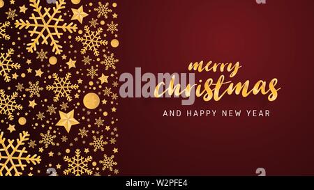 Merry Christmas and Happy new year greeting card luxury in paper cut style background. Vector illustration Christmas celebration with decoration for b Stock Vector