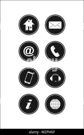 Set of black buttons for websites and applications, simple design Stock Vector