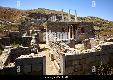 Mykonos, ˈmikonos Greek island, part of the Cyclades, Greece, Delos historical, and archaeological ruins Stock Photo