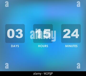 Countdown timer background on blue gradient background Stock Vector