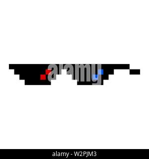 Pixel cinema glasses icon on white back Stock Vector