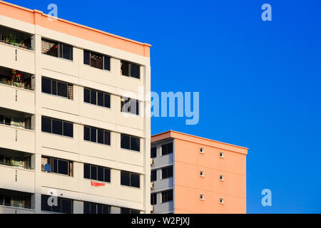 Singapore-22 FEB 2019:Singapore HDB residential building in blue sky background view Stock Photo