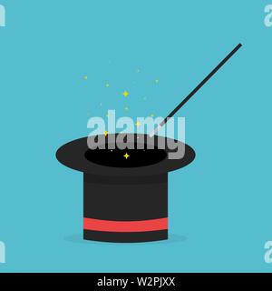 Magic hat. Focus. Flat style. Vector illustration Stock Vector
