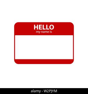 Red name tag. Hello my name is - label Stock Vector Art & Illustration ...