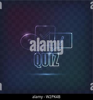 Quiz sign decorated in line neon style. Background Stock Vector