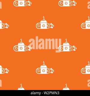 Submarine transportation pattern vector orange Stock Vector