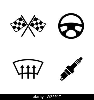 Car Parts. Simple Related Vector Icons Set for Video, Mobile Apps, Web Sites, Print Projects and Your Design. Black Flat Illustration on White Backgro Stock Vector