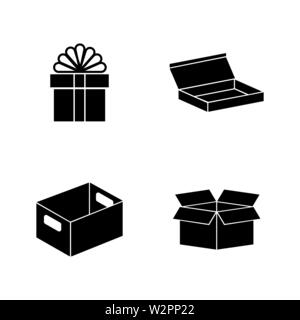 Crates. Simple Related Vector Icons Set for Video, Mobile Apps, Web Sites, Print Projects and Your Design. Black Flat Illustration on White Background Stock Vector