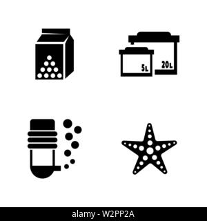 Aquarium. Simple Related Vector Icons Set for Video, Mobile Apps, Web Sites, Print Projects and Your Design. Black Flat Illustration on White Backgrou Stock Vector