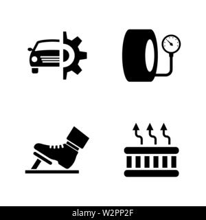Car Parts. Simple Related Vector Icons Set for Video, Mobile Apps, Web Sites, Print Projects and Your Design. Black Flat Illustration on White Backgro Stock Vector