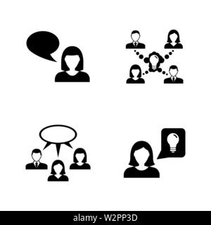 Communication. Simple Related Vector Icons Set for Video, Mobile Apps, Web Sites, Print Projects and Your Design. Black Flat Illustration on White Bac Stock Vector