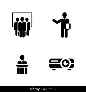 Presentation. Simple Related Vector Icons Set for Video, Mobile Apps, Web Sites, Print Projects and Your Design. Black Flat Illustration on White Back Stock Vector