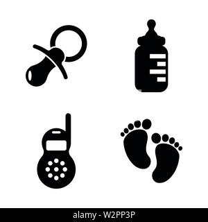 Baby, Children. Simple Related Vector Icons Set for Video, Mobile Apps, Web Sites, Print Projects and Your Design. Baby, Children icon Black Flat Illu Stock Vector