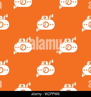 Submarine fun pattern vector orange Stock Vector