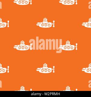 Submarine nautical pattern vector orange Stock Vector