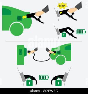 Different ways of charging an electric car Stock Vector