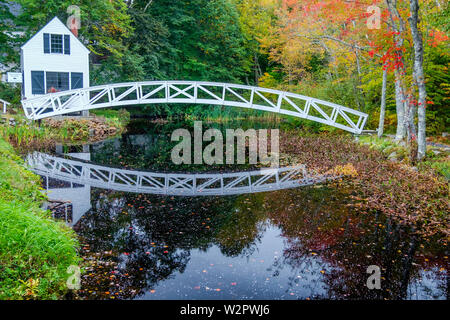 The Selectman's Building and Bridge during October on Mount Desert Island in Maine. Stock Photo