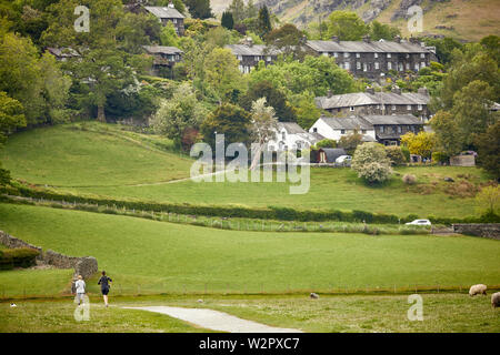 Coniston int he Lake District Cumbria, England, houses at the foot of Coniston Old Man Stock Photo