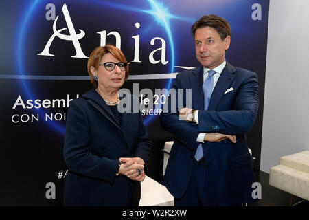 Maria Bianca Farina and Giuseppe Conte during the Ania 2019 assembly (Luigi Mistrulli/Fotogramma, Rome - 2019-07-10) p.s. la foto e' utilizzabile nel rispetto del contesto in cui e' stata scattata, e senza intento diffamatorio del decoro delle persone rappresentate Stock Photo