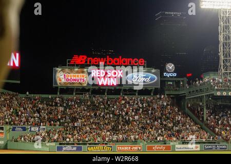 BOSTON, UNITED STATES - Aug 17, 2018: Boston Red Sox play and win against the Tampa Bay Rays. Playing at Fenway Park, Boston, Massachusetts. New Engla Stock Photo