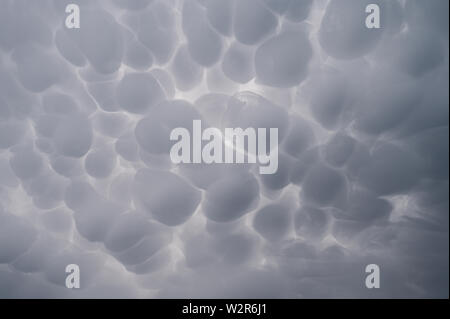 Mammatus cloudscape before a storm Stock Photo