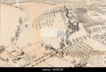 Birds Eye view of Westborough State Hospital Stock Photo