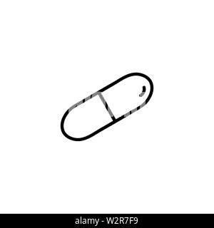 Capsule Line Icon In Flat Style Vector For Apps, UI, Websites. Black ...