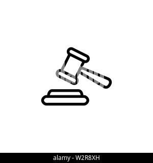 Justice Gavel Line Icon In Flat Style Vector For App, UI, Websites. Black Icon Vector Illustration Stock Photo