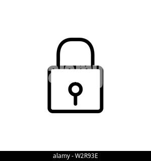 Lock Line Icon In Flat Style Vector For App, UI, Websites. Black Icon ...
