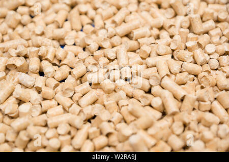 granular animal litter covers the bottom of the container Stock Photo