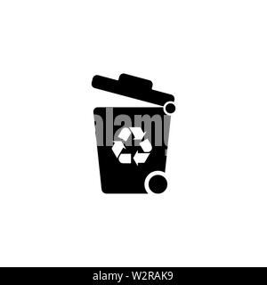 Recycle Bin Icon In Flat Style Vector For Apps, UI, Websites. Black Icon Vector Illustration. Stock Photo