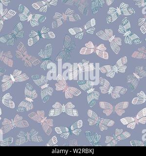 seamless vector pattern with butterflies in muted pale colors Stock Vector