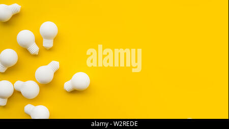Ideas inspiration concepts with group of lightbulb on pastel color background.Business creativity.teamwork for brainstorming.minimal style.motivation Stock Photo