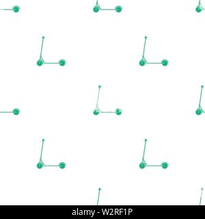 Seamless pattern with electric kick scooters on white background. Micromobility city transport. Vector illustration eps10. Stock Vector