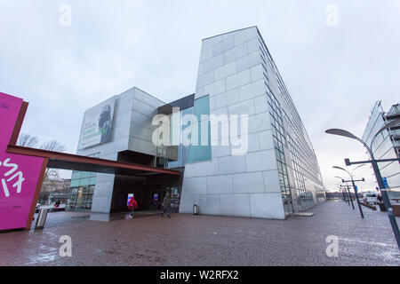 Helsinki, Finland - December 27, 2017: modern contemporary art museum building is located at helsinki finland Stock Photo