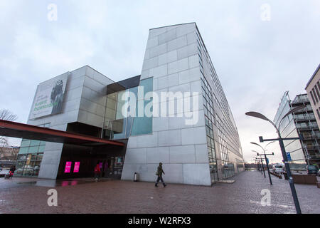 Helsinki, Finland - December 27, 2017: modern contemporary art museum building is located at helsinki finland Stock Photo