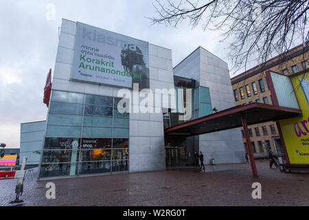 Helsinki, Finland - December 27, 2017: modern contemporary art museum building is located at helsinki finland Stock Photo