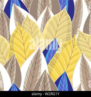Vector seamless pattern of autumn golden leaves Stock Vector