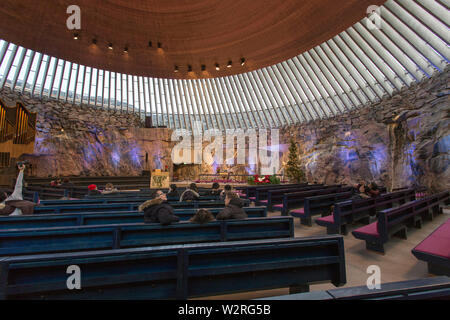 Helsinki, Finland - December 27, 2017:   temppeliaukio in Helsinki finland Stock Photo